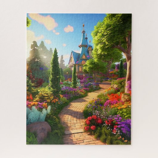 Village spring illustratie legpuzzel (Verticaal)