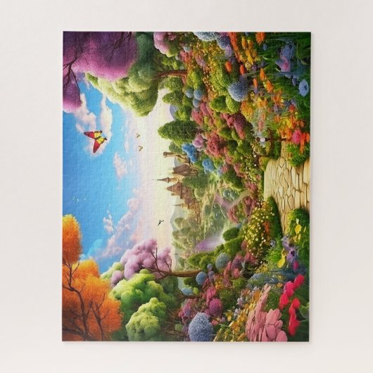 Village spring illustratie legpuzzel (Verticaal)