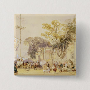Village Square in the Bay of Hong Kong, bord 5 voo Vierkante Button 5,1 Cm