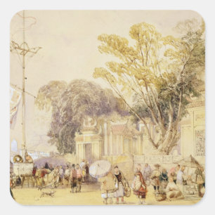 Village Square in the Bay of Hong Kong, bord 5 voo Vierkante Sticker