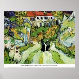 Village Street and Steps in Auvers, door van Gogh Poster