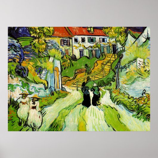 Village Street and Steps (van Gogh) Poster (Voorkant)