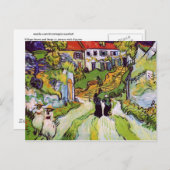 Village Street Auvers Steps Figures Van Gogh Fine Briefkaart (Voorkant / Achterkant)
