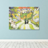 Village Street en Stairs in Auvers met Figures Canvas Afdruk (Insitu (Houten vloer))