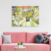Village Street en Stairs in Auvers met Figures Canvas Afdruk (Insitu (Woonkamer))