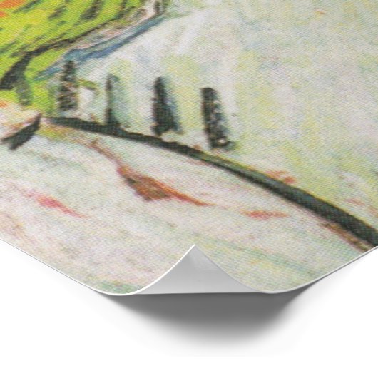 Village Street en Stairs in Auvers met Figures Poster (Hoek)