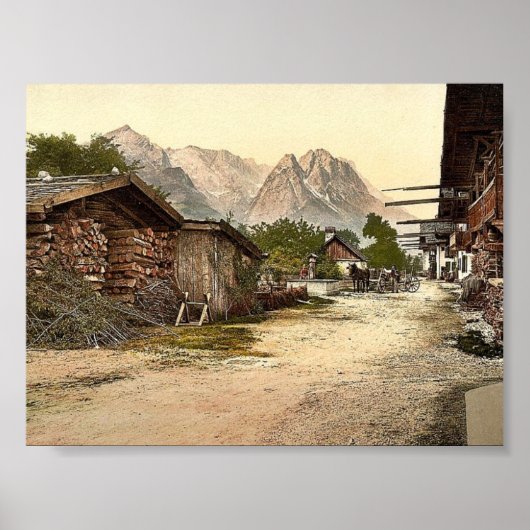 Village street, Garmisch, Upper Bavaria, Germany c Poster (Voorkant)