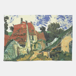 Village Street in Auvers, door Vincent van Gogh Theedoek