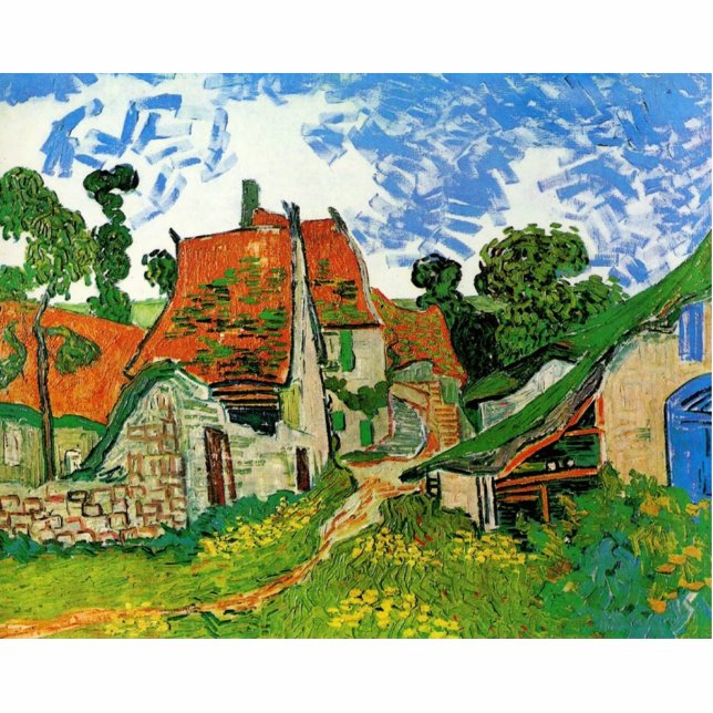 Village Street in Auvers, Vincent van Gogh Staand Fotobeeldje (Voorkant)