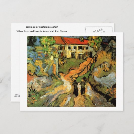 Village Street Steps Two Figures Van Gogh Fine Art Briefkaart (Voorkant / Achterkant)