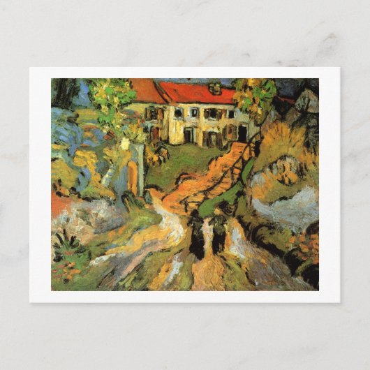 Village Street Steps Two Figures Van Gogh Fine Art Briefkaart (Voorkant)