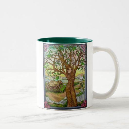 Village Tree Spirit Green Coffee Mok (Rechts)