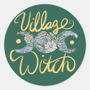 Village Witch Triple Moon Godin Symbool Ronde Sticker