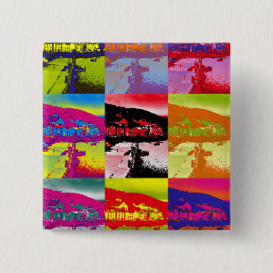 VILLAGES VAN WALES VIERKANTE BUTTON 5,1 CM