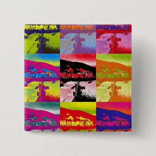 VILLAGES VAN WALES VIERKANTE BUTTON 5,1 CM (Voorkant)