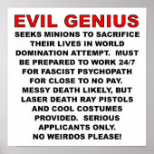 Villain Want ad Funny Poster (Voorkant)