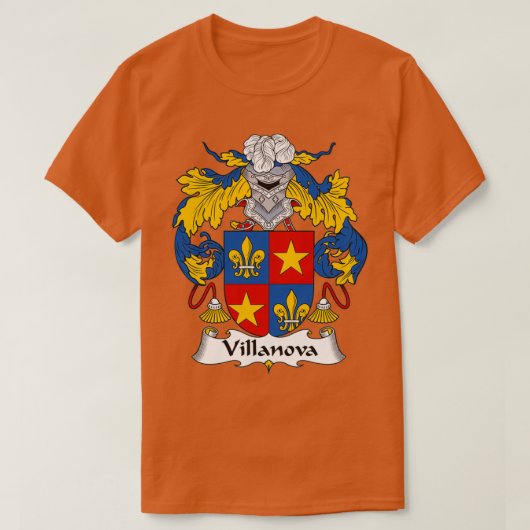 Villanova Coat of Arms Family Crest T-shirt (Design voorkant)