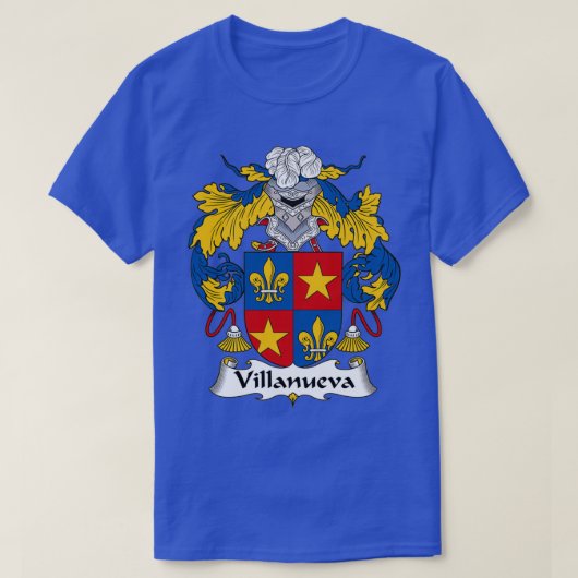 Villanueva Coat of Arms Family Crest T-shirt (Design voorkant)