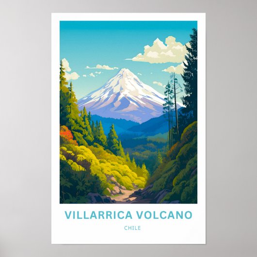 Villarica Volcano Chile Reisprint Poster (Voorkant)
