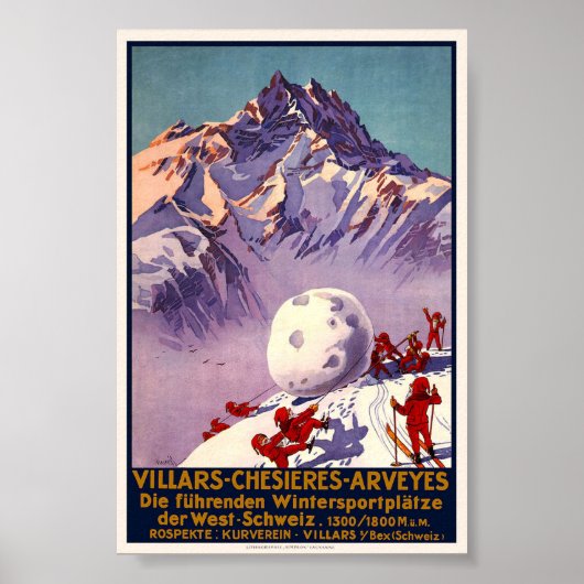  Villars Chesieres Arveyes Travel Poster (Voorkant)