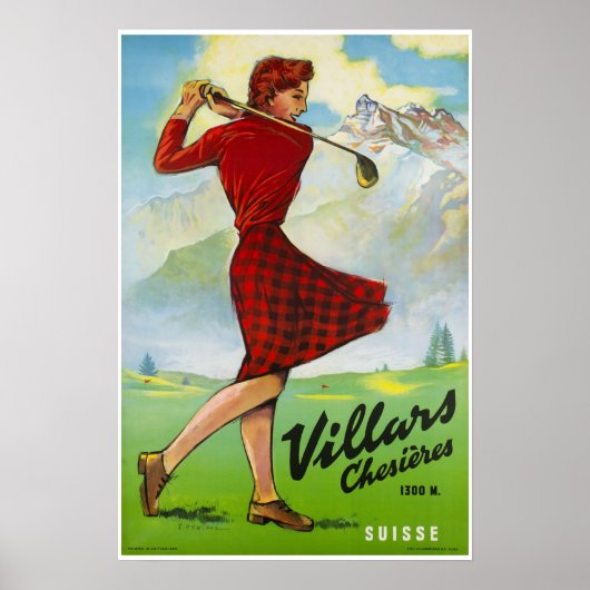 Villars,Swiss Alps, Ski Poster (Voorkant)