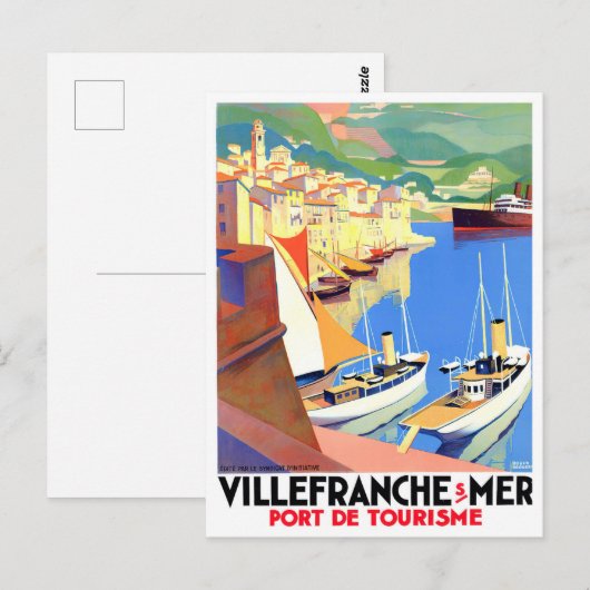 Villefranche France vintage Briefkaart (Voorkant / Achterkant)