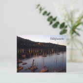 villefranche havenochtend briefkaart (Staand voorkant)