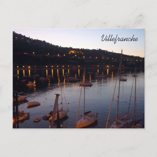 villefranche havenochtend briefkaart (Voorkant)