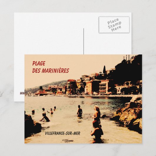 Villefranche-sur-Mer, strand, Briefkaart (Voorkant / Achterkant)