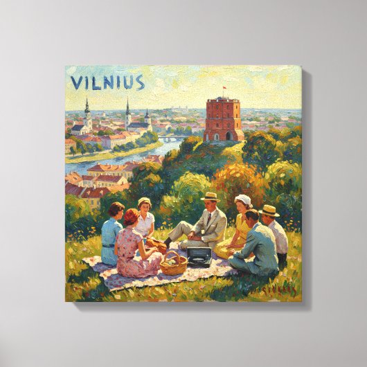 Vilnius Heuveltop Picknick Uitzicht Canvas Kunst (Voorkant)