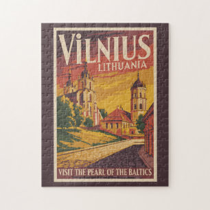 Vilnius Litouwen Illustratie Reis Kunst Vintage Legpuzzel
