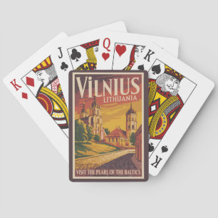 Vilnius Litouwen Illustratie Reis Kunst Vintage Pokerkaarten