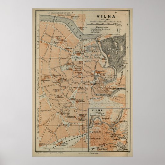 Vilnius Litouwen Map (1914) Poster (Voorkant)