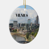 Vilnius Litouwen Panorama kerst-kerstversiering Keramisch Ornament (Rechts)