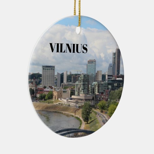 Vilnius Litouwen Panorama kerst-kerstversiering Keramisch Ornament (Rechts)