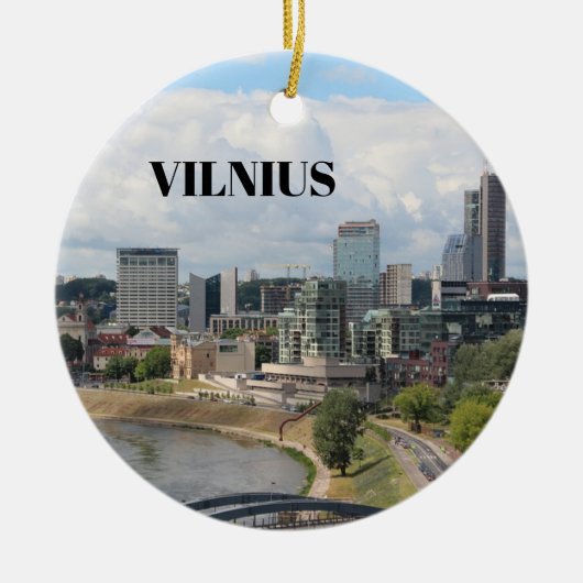 Vilnius Litouwen Panorama kerst-kerstversiering Keramisch Ornament (Voorkant)