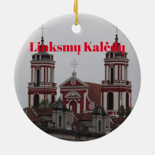 Vilnius Litouwen Panorama kerst-kerstversiering Keramisch Ornament (Achterkant)
