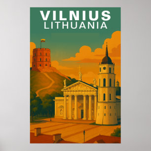 Vilnius, Litouwen Reizigers Heuveltop Bakstenen To Poster