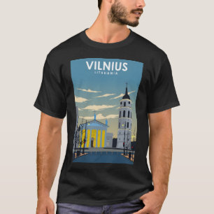 Vilnius Litouwen Retro Minimal Travel Pos T-shirt