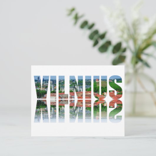 Vilnius-tekst met reflectie briefkaart (Staand voorkant)