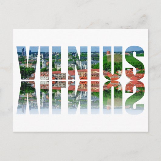 Vilnius-tekst met reflectie feestdagenkaart (Voorkant)