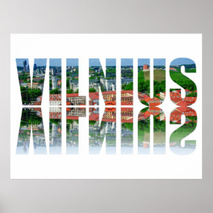 Vilnius tekst met reflectie poster