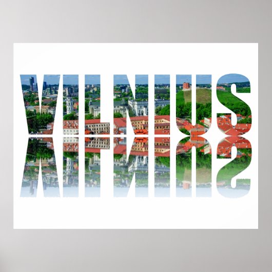 Vilnius tekst met reflectie poster (Voorkant)