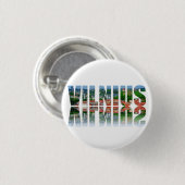 Vilnius-tekst met reflectie ronde button 3,2 cm (Voorkant /achterkant)