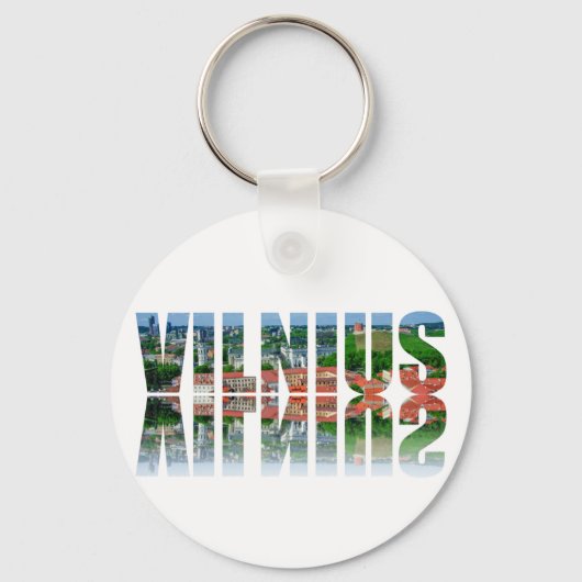 Vilnius-tekst met reflectie sleutelhanger (Voorkant)