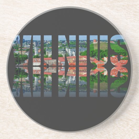 Vilnius-tekst met reflectie zandsteen onderzetter (Voorkant)
