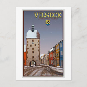 Vilseck - Tower en Gate - Winter Briefkaart