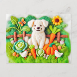 Vilt Art Dogs Relaxen in een kleurrijke tuin Briefkaart