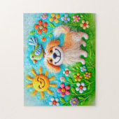 Vilt Hond Genietend van het Zomerzonnetje Legpuzzel (Verticaal)