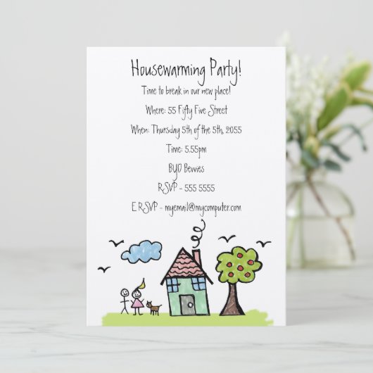 Vilt House Warming Moving Party Uitnodiging (Staand voorkant)